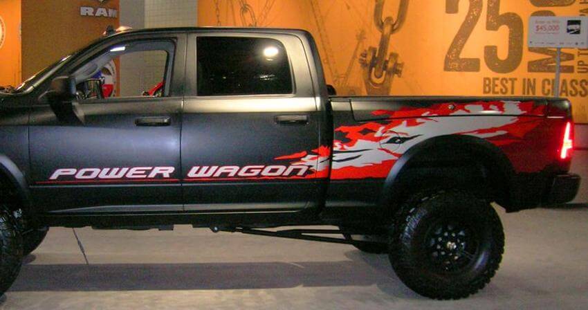 KIT de calcomanía Dodge Ram Power Wagon Hemi 2013 - 2020 para el lado del conductor y del pasajero del portón trasero
