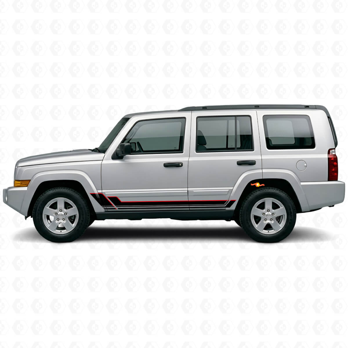 Calcomanía de vinilo de franjas gemelas para paneles laterales para Jeep Commander 2006-2010