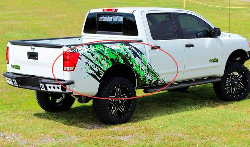 Kit de adhesivos de vinilo con gráfico de salpicaduras de barro para laterales de caja de Nissan Titan 2014