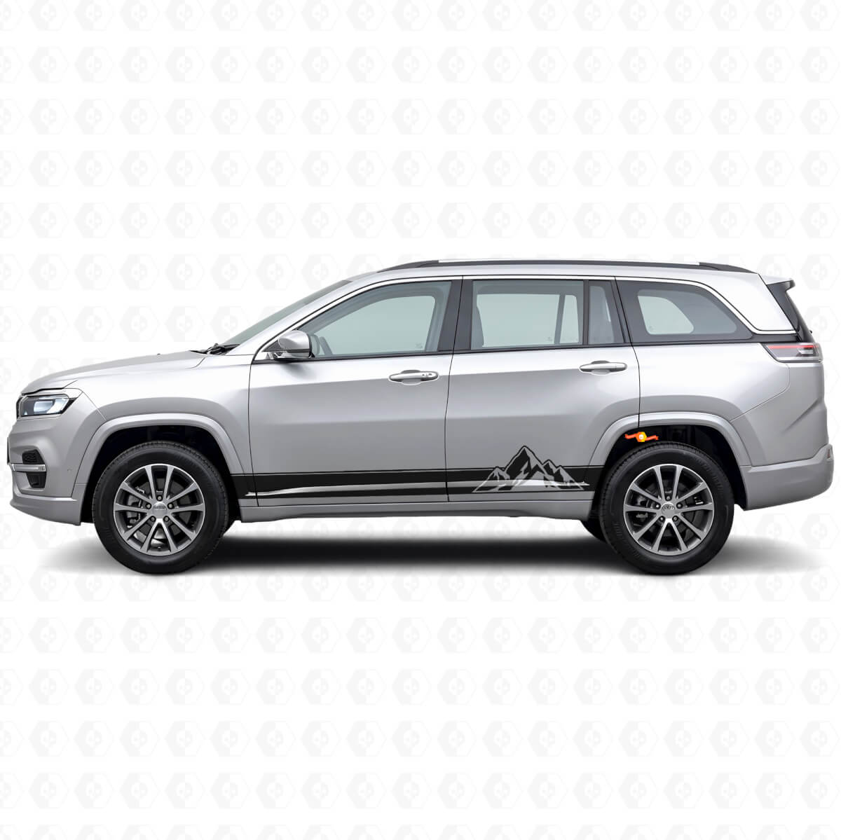 Calcomanía lateral de vinilo con diseño de rayas estilo montañas para Jeep Commander Meridian 2021