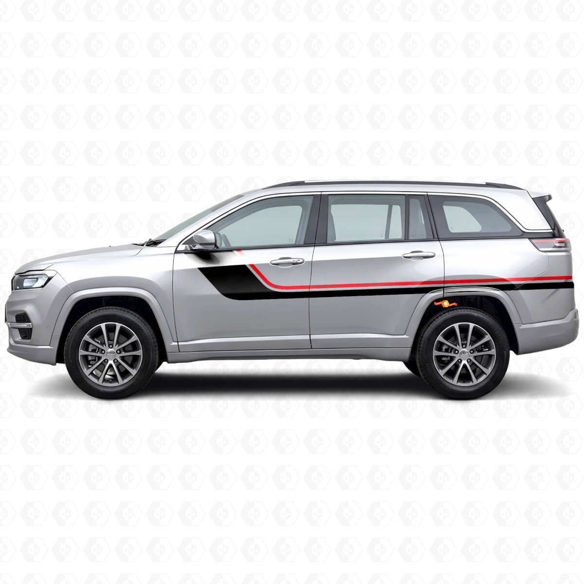 Calcomanía lateral de vinilo de rayas gemelas para Jeep Commander Meridian 2021+