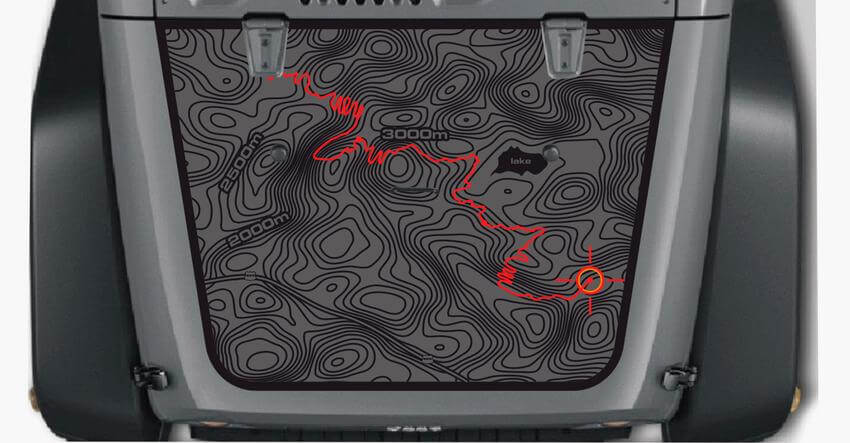Vinilo adhesivo para capó con mapa topográfico para Jeep Wrangler TJ LJ JK Unlimited