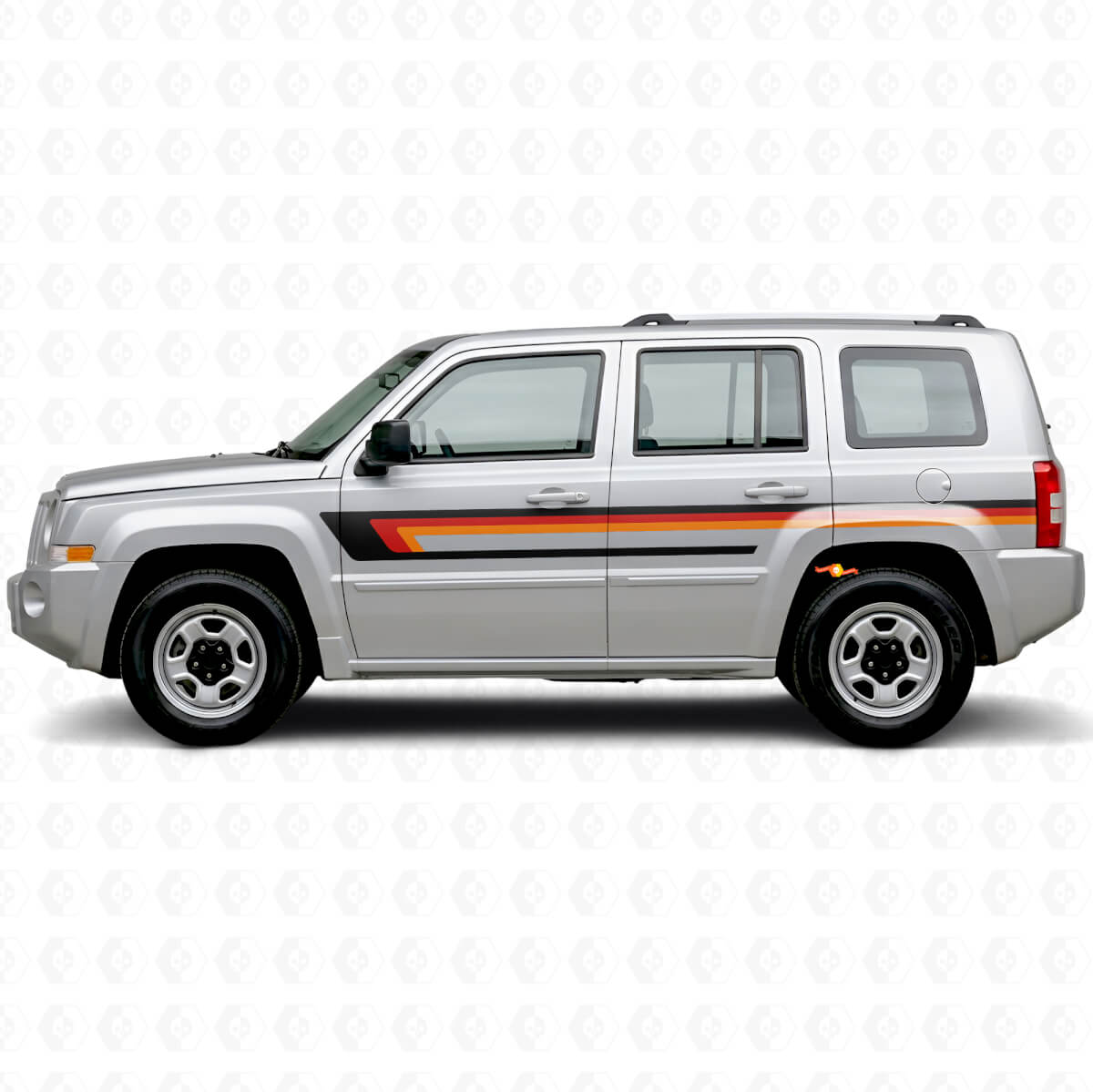 Vinilo adhesivo de rayas triples para la puerta lateral del Jeep Patriot 2007-2017