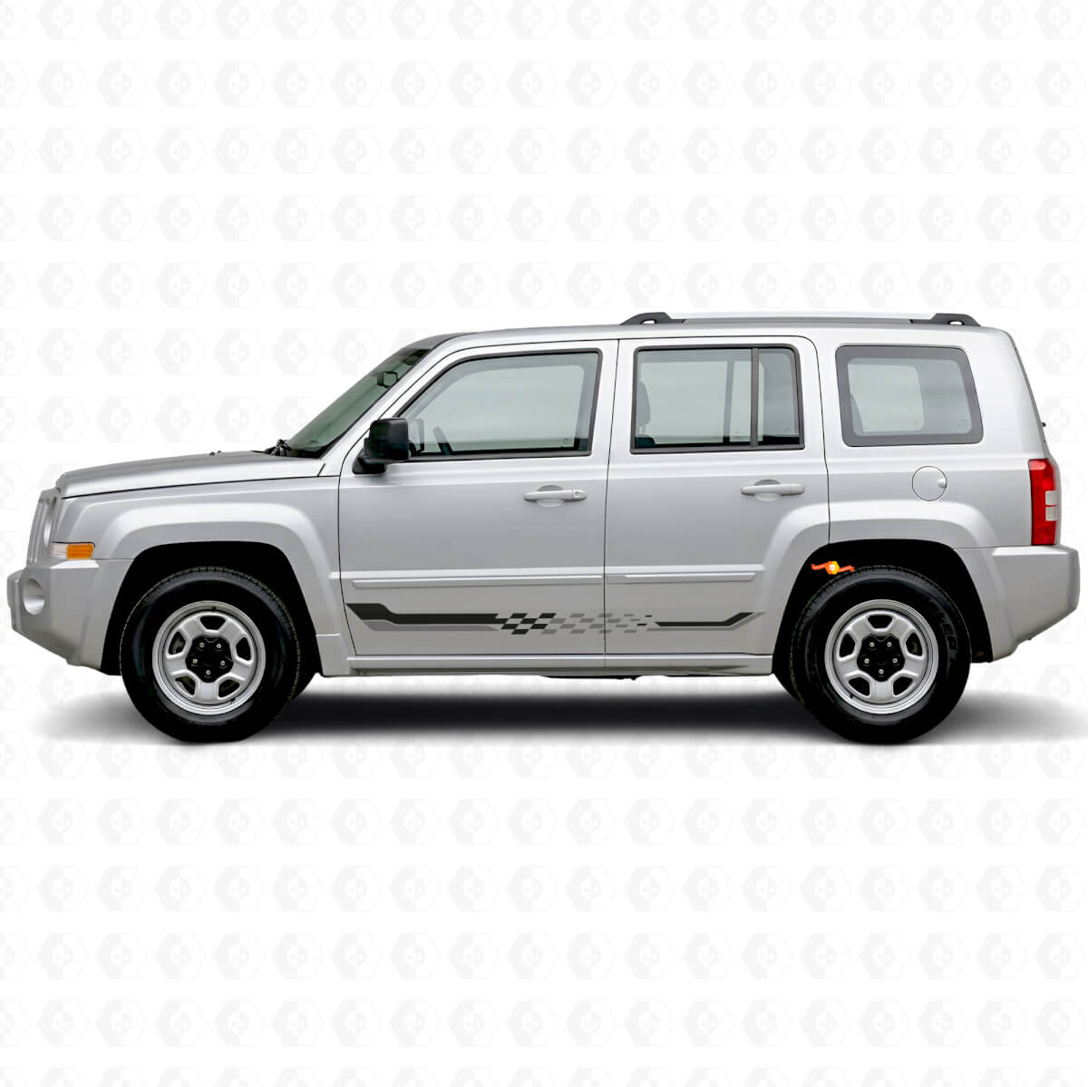 Calcomanía de Vinilo con Rayas Laterales de Bandera a Cuadros para Jeep Patriot 2007-2017