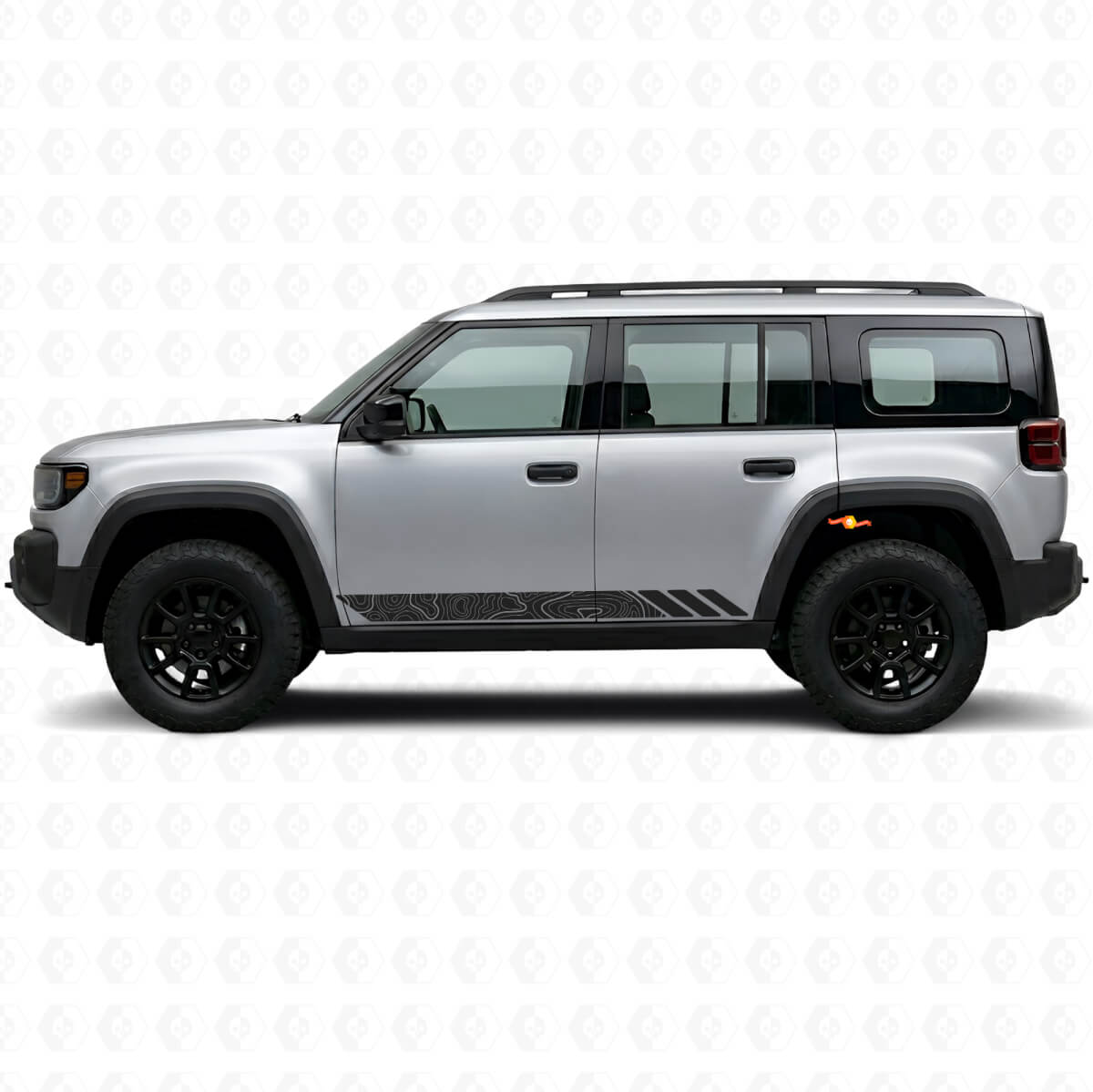 Calcomanía lateral de vinilo con franjas estilo topográfico para Jeep Recon 2026+