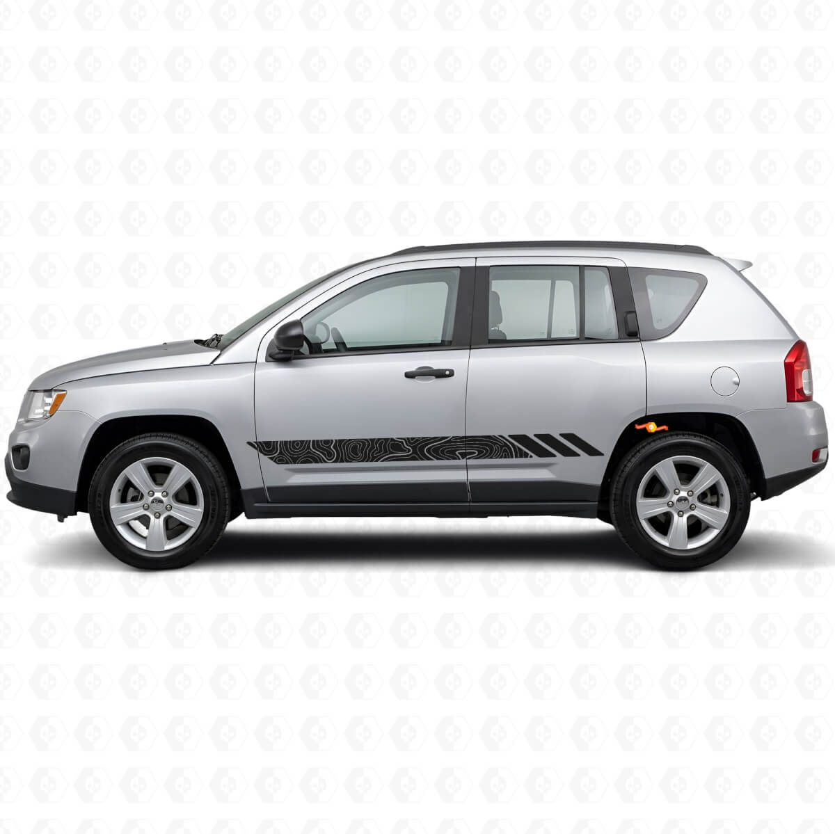 Vinilo lateral con diseño de franjas estilo topográfico para Jeep Compass 2007-2016