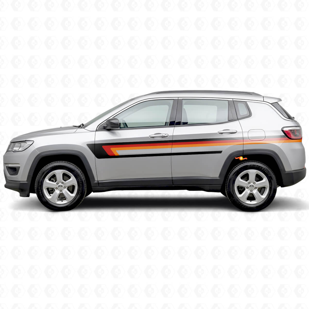 Vinilo adhesivo de franjas triples para puerta lateral Jeep Compass 2016+