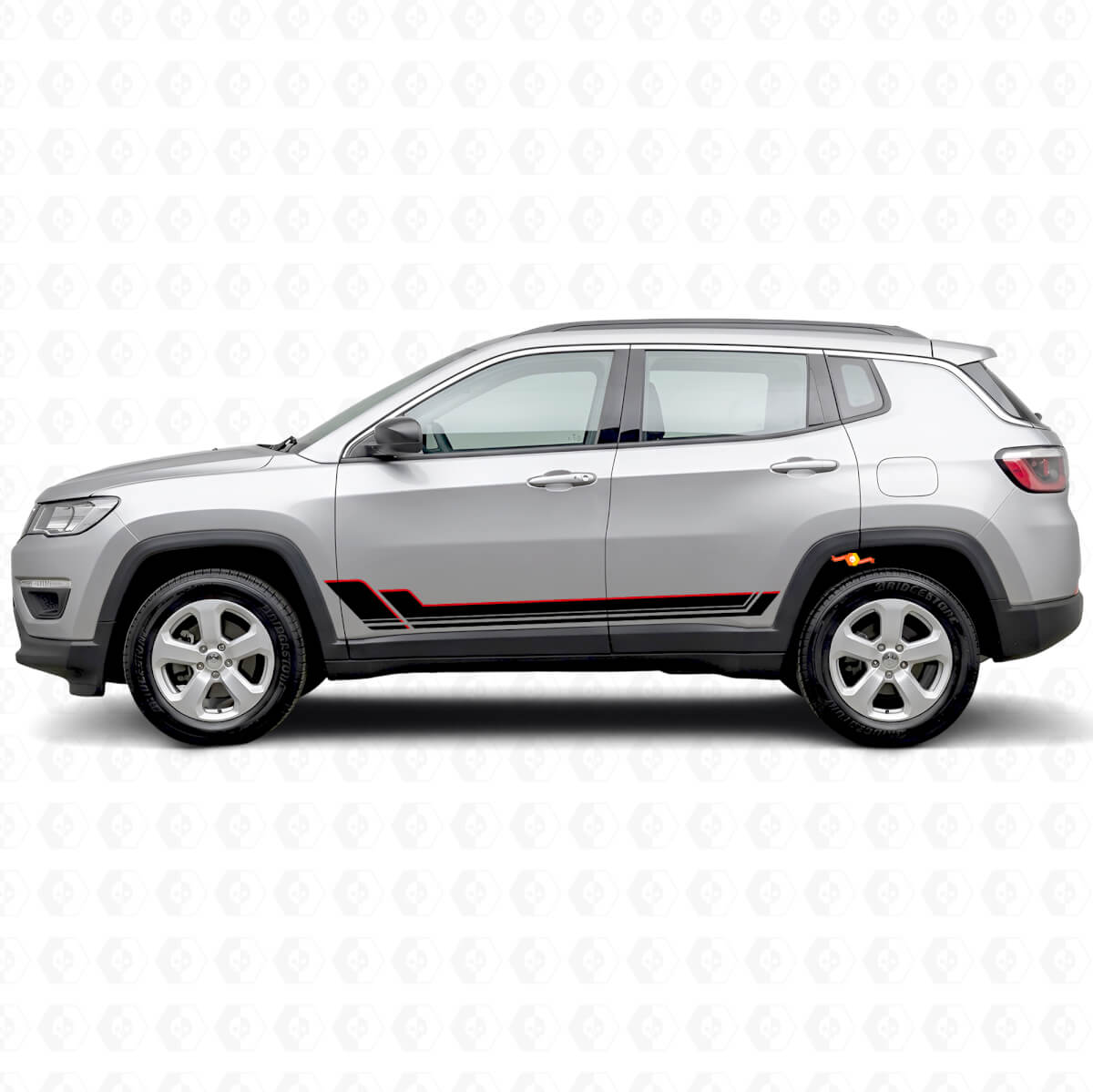 Pegatina de vinilo con franjas gemelas para el panel lateral de Jeep Compass 2016+