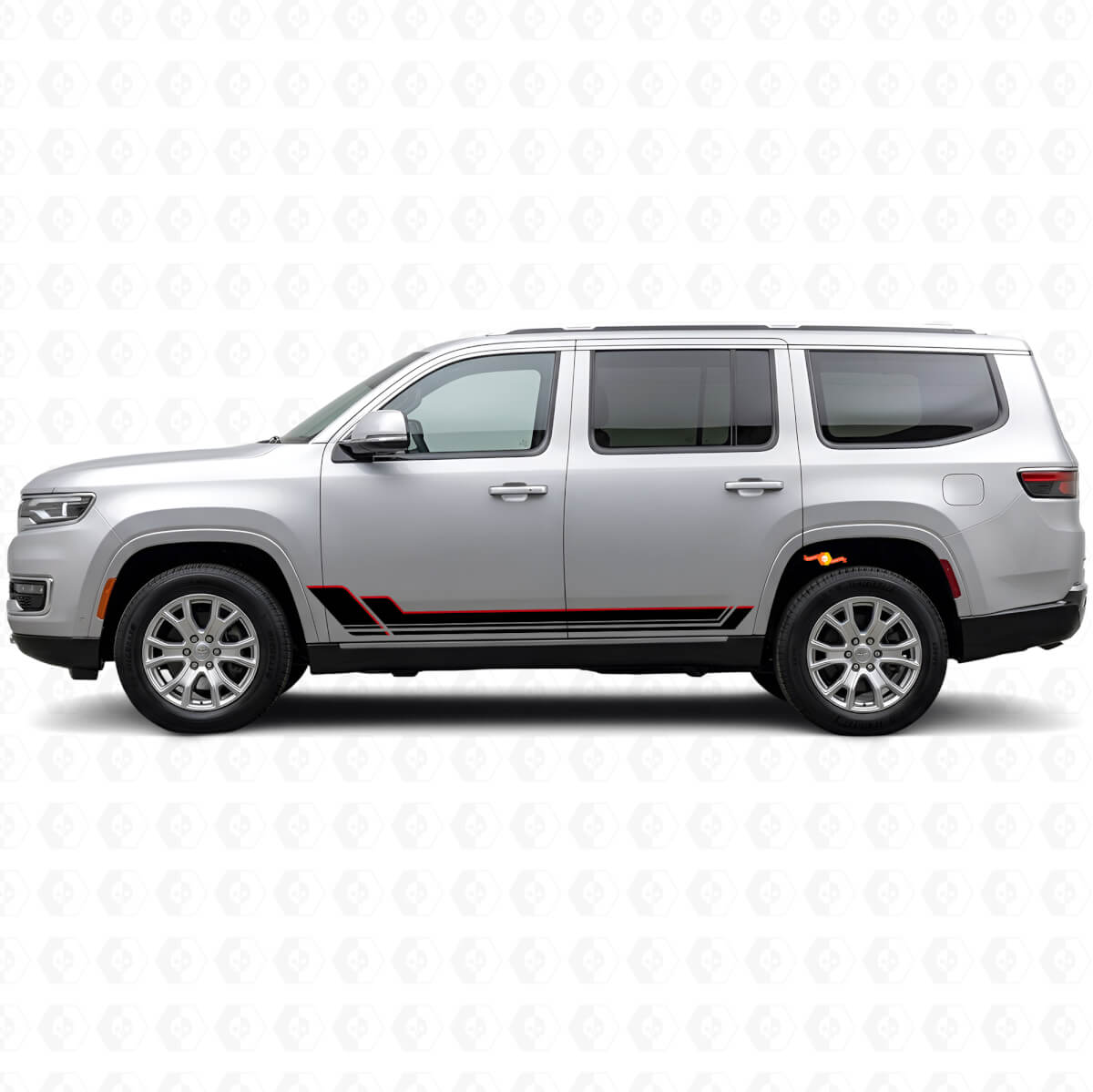 Calcomanía de vinilo en franjas gemelas para paneles laterales para Jeep Wagoneer 2022+