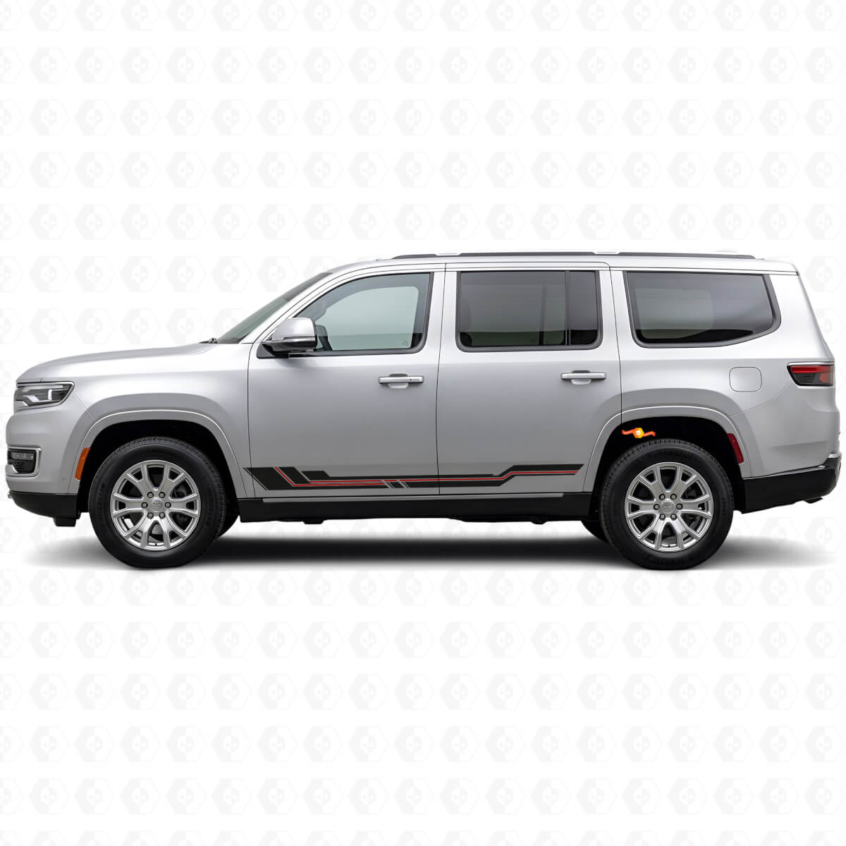 Vinilo adhesivo para panel lateral con líneas curvas para Jeep Wagoneer 2022+