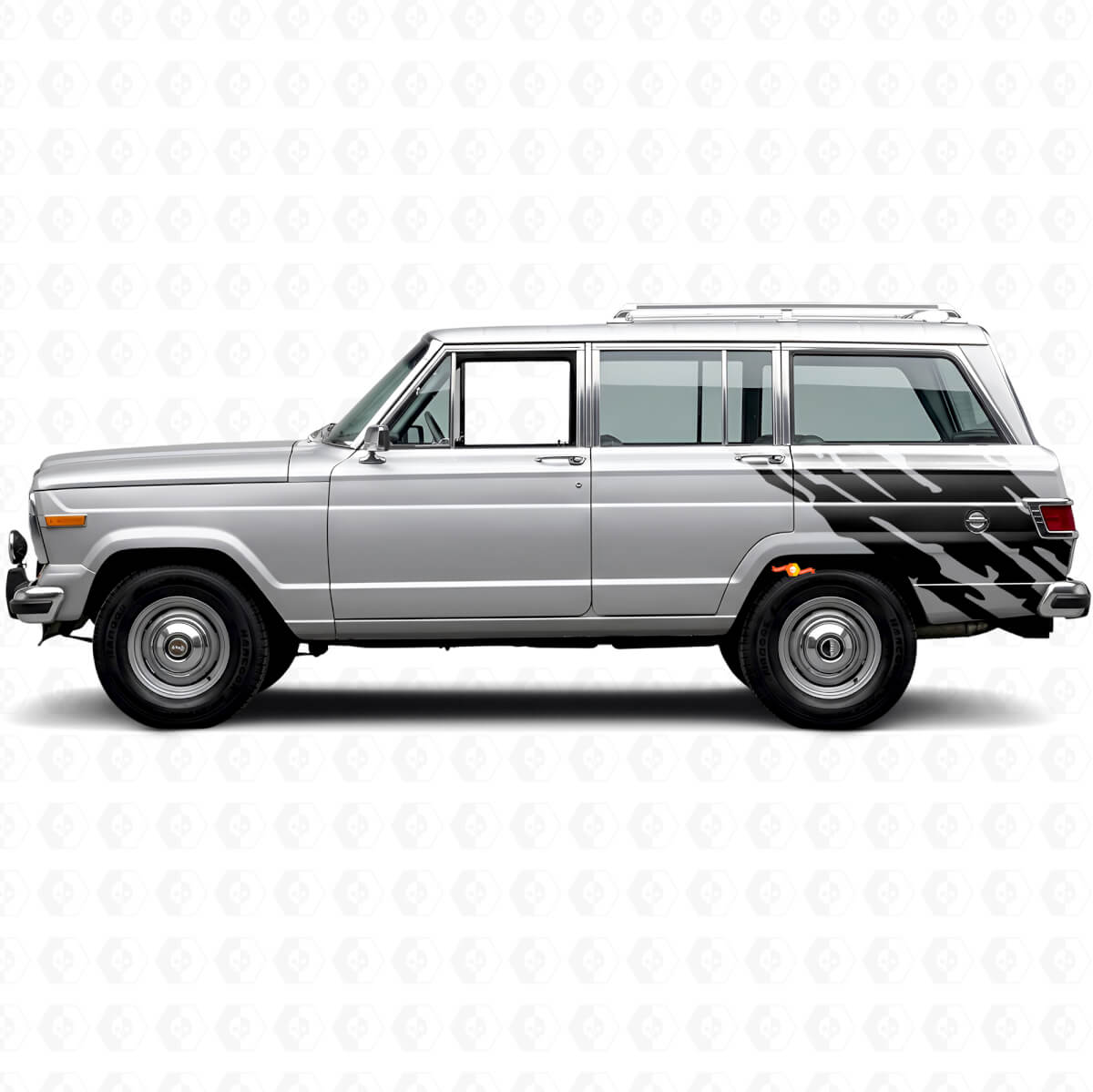 Calcomanía de vinilo gráfica de salpicaduras de barro para la parte trasera lateral del Jeep Wagoneer 1963-1991