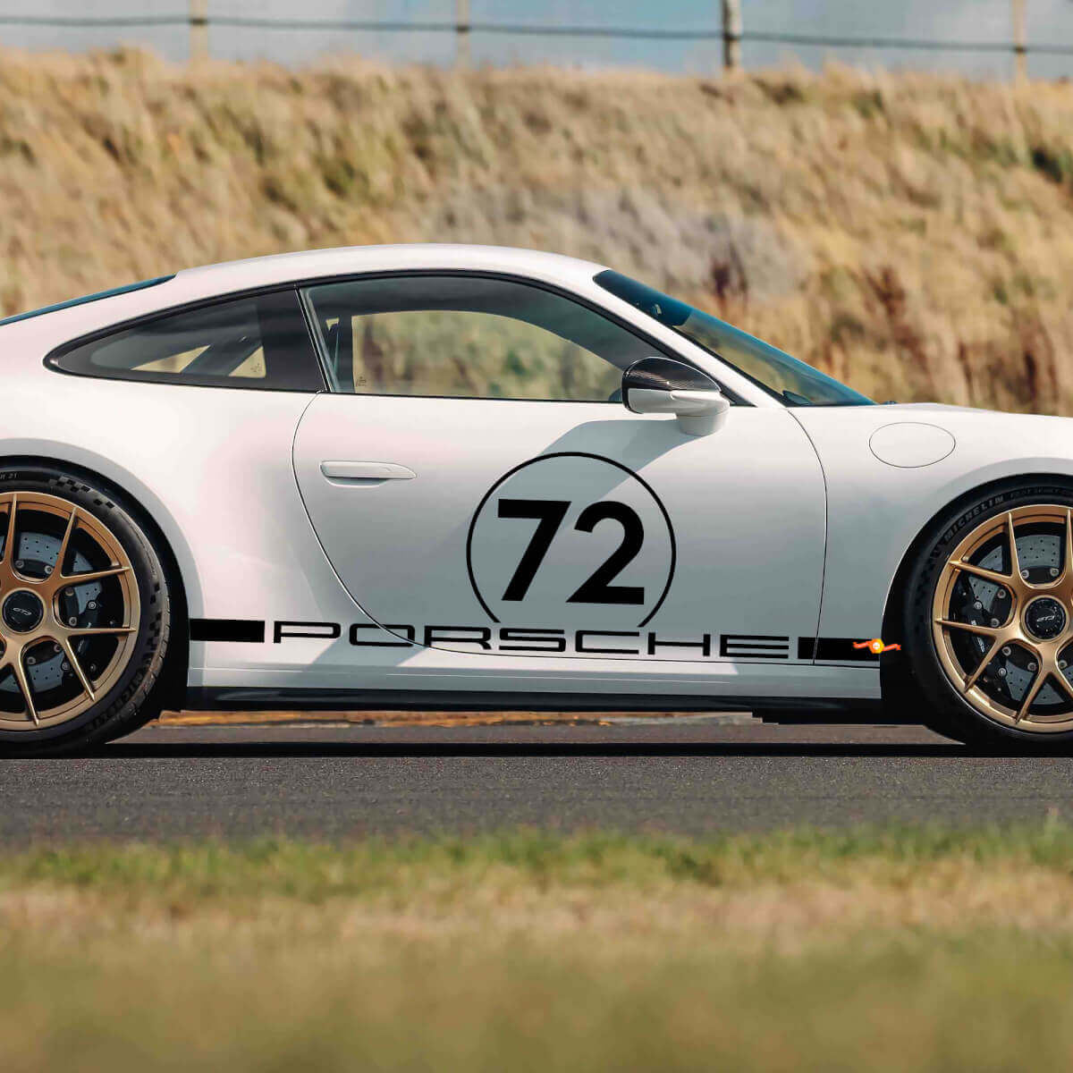 Calcomanía lateral de vinilo estilo racing 72 para Porsche 911 GT3