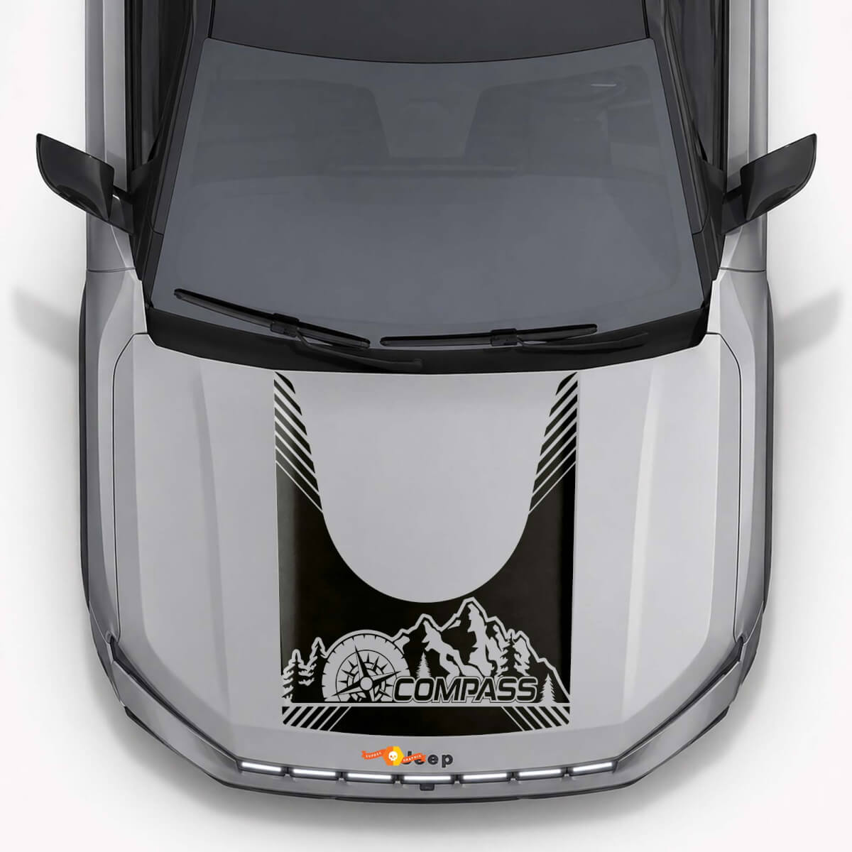 Calcomanía de vinilo para capó estilo Montañas Compass para Jeep Compass 2026