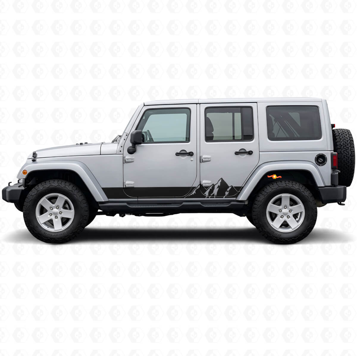 Vinilo de franjas anchas de montaña para el lateral del Jeep Wrangler JK 2007-2018