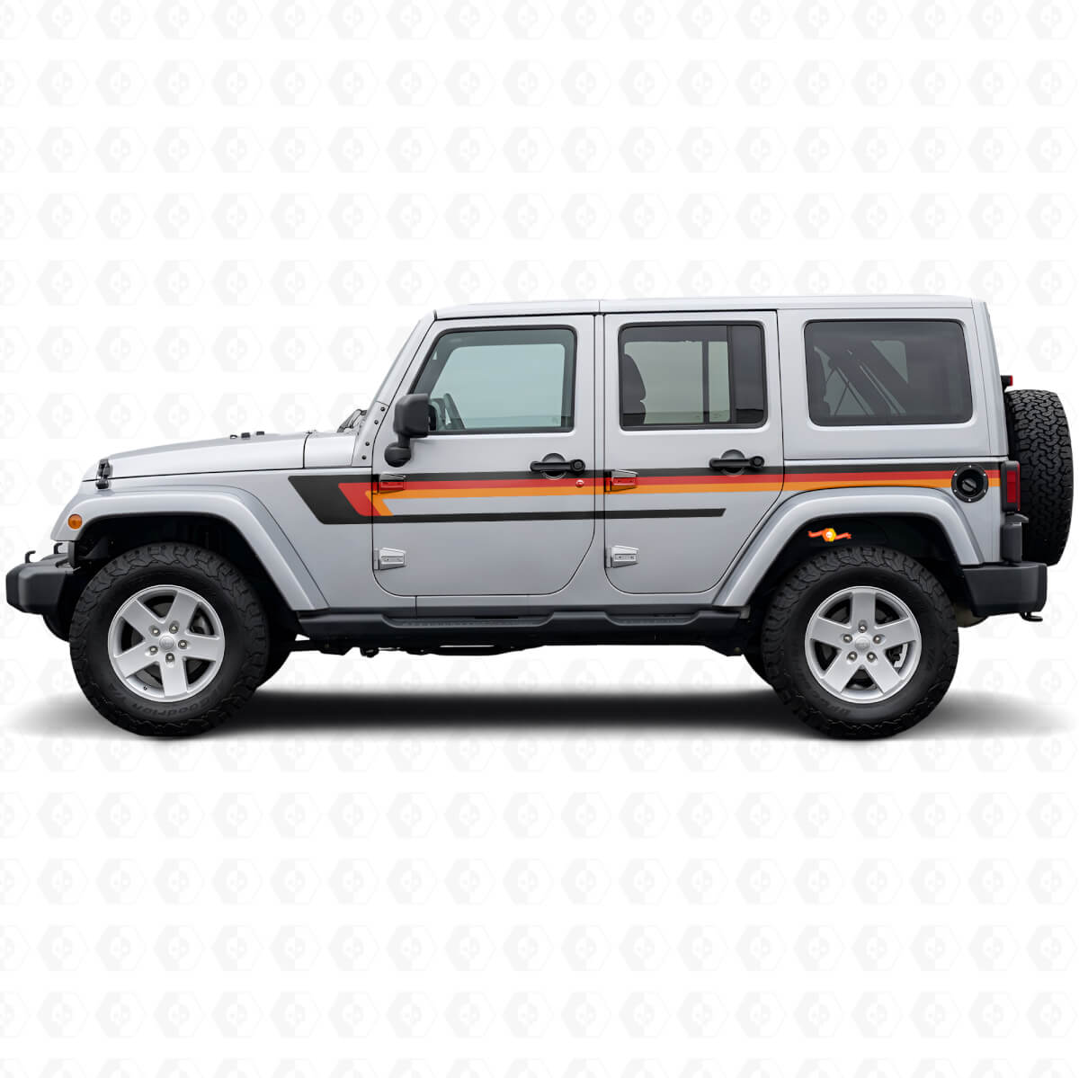 Vinilo adhesivo para puerta con triple raya para Jeep Wrangler JK 2007-2018
