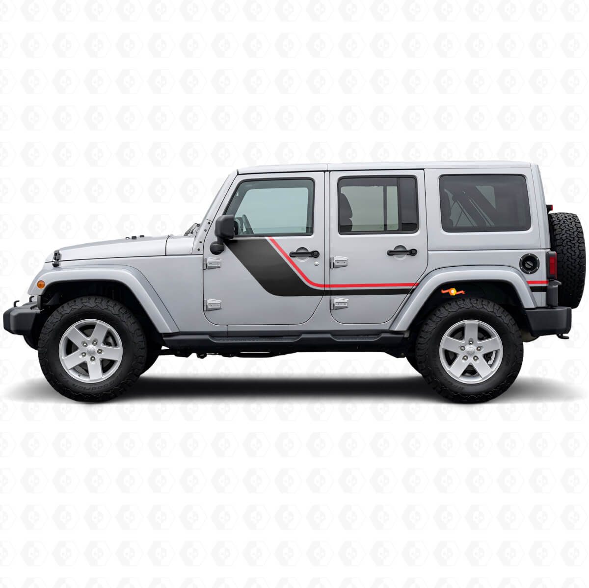 Vinilo lateral con franjas gemelas para Jeep Wrangler JK 2007-2018