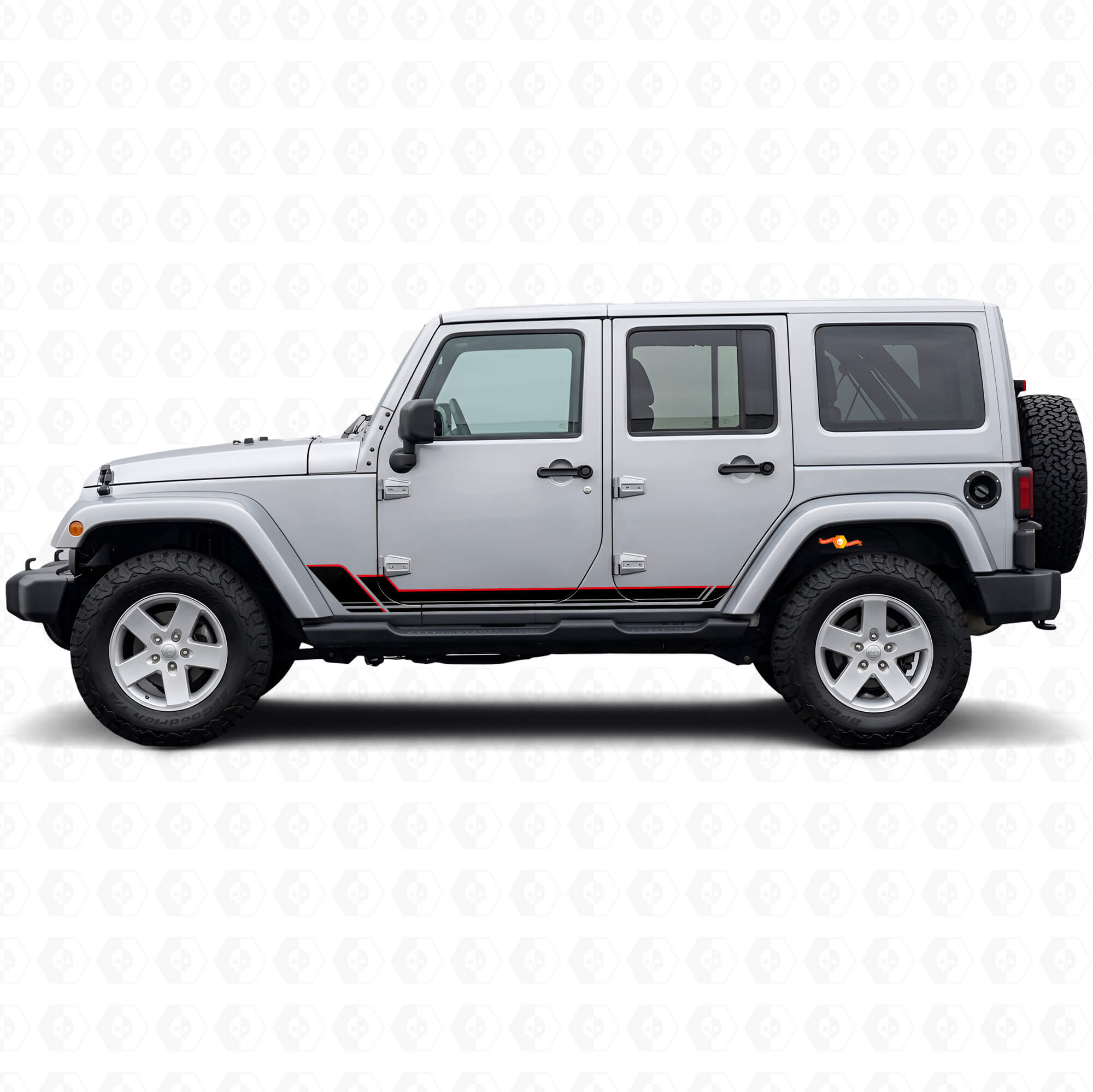 Calcomanía de vinilo de panel lateral con franjas gemelas para Jeep Wrangler JK 2007-2018