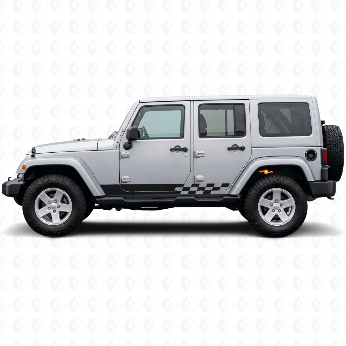 Calcomanía lateral de vinilo con rayas a cuadros para Jeep Wrangler JK 2007-2018