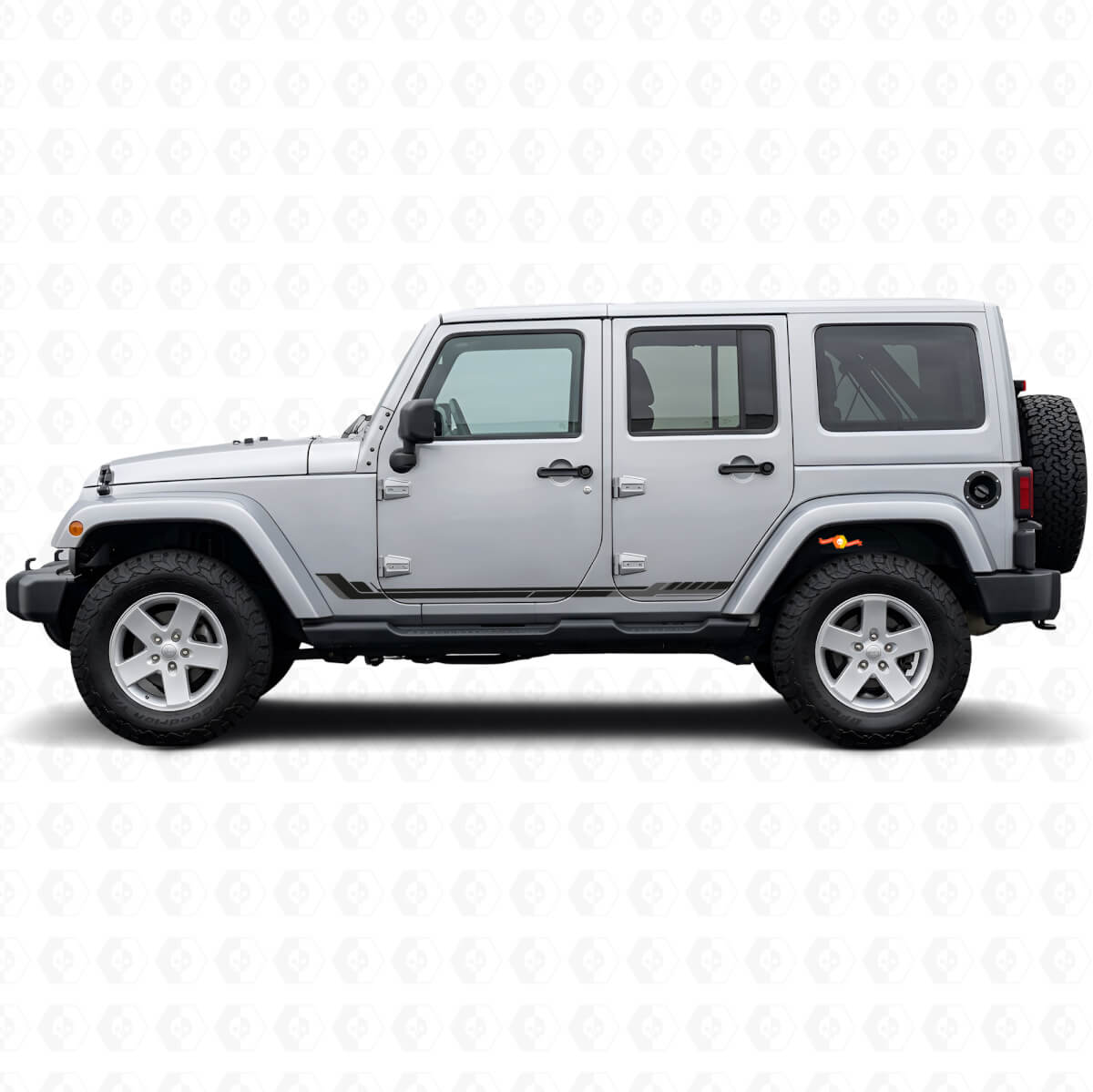 Calcomanía de vinilo con franjas laterales estilo racing para Jeep Wrangler JK 2007-2018