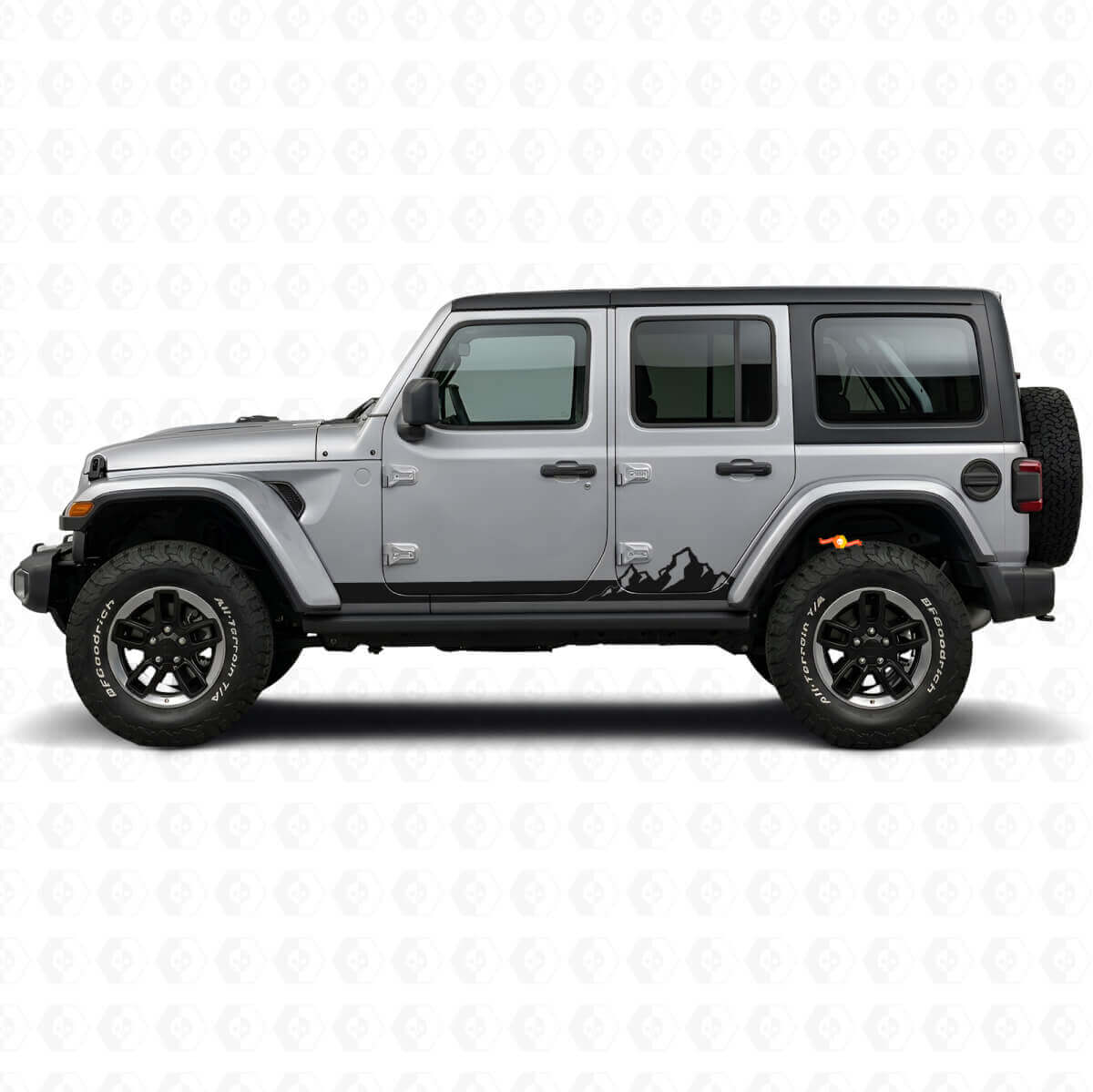 Vinilo lateral de rayas finas de montañas para Jeep Wrangler JL 2018+