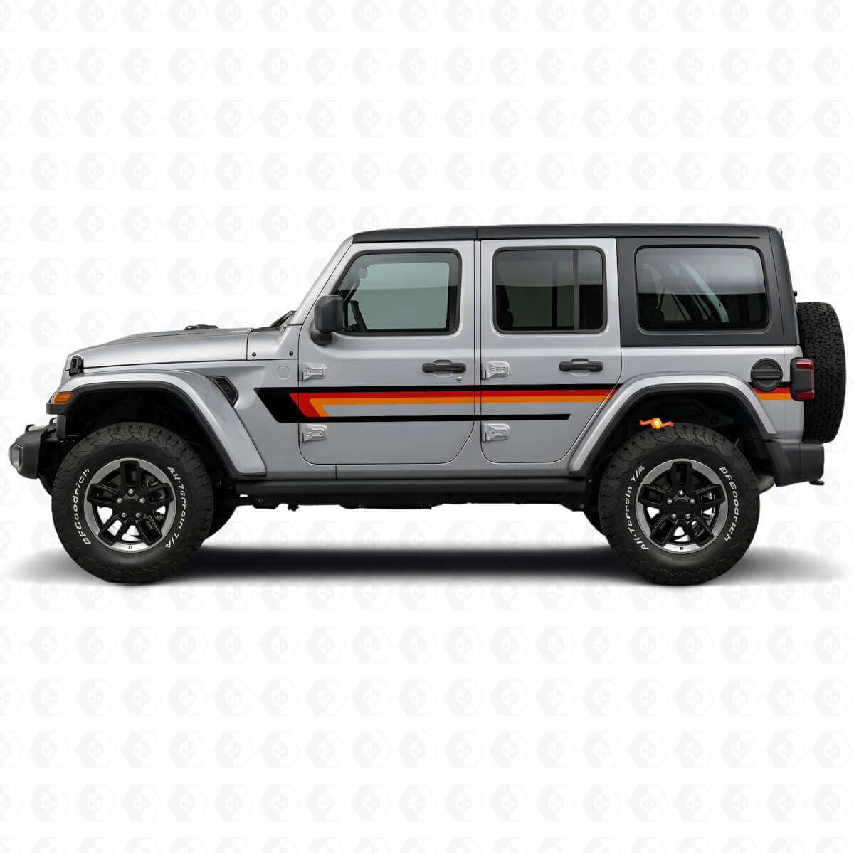 Vinilo adhesivo de rayas triples para puerta lateral para Jeep Wrangler JL 2018+