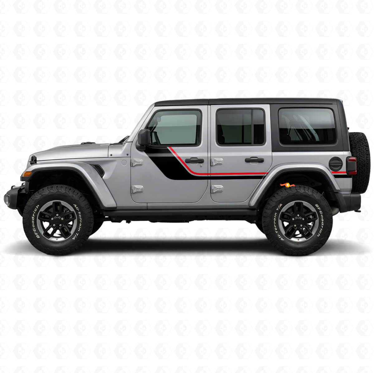 Calcomanía lateral de rayas gemelas para Jeep Wrangler JL 2018+