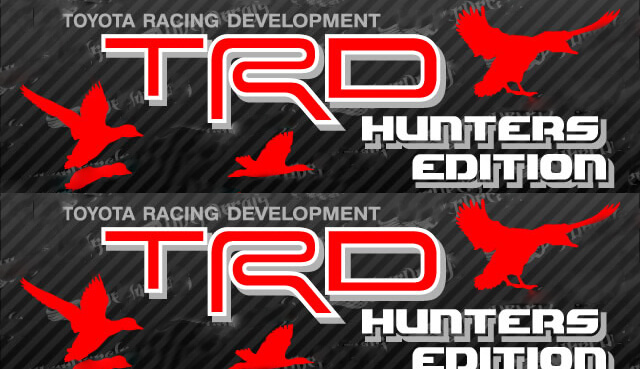 2 CALCOMANÍAS TOYOTA TRD HUNTER EDITION DECAL TODO TERRENO Calcomanía de montaña Calcomanía de vinilo lateral de desarrollo de carreras TRD
