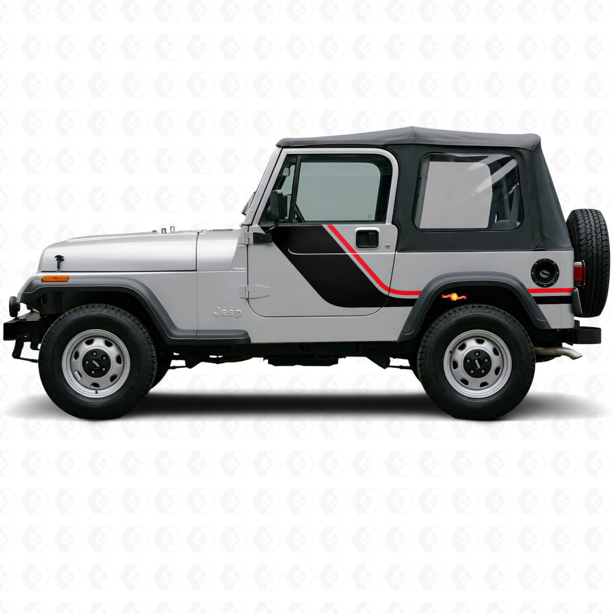 Calcomanía de vinilo lateral de rayas gemelas para Jeep Wrangler YJ 1987-1995