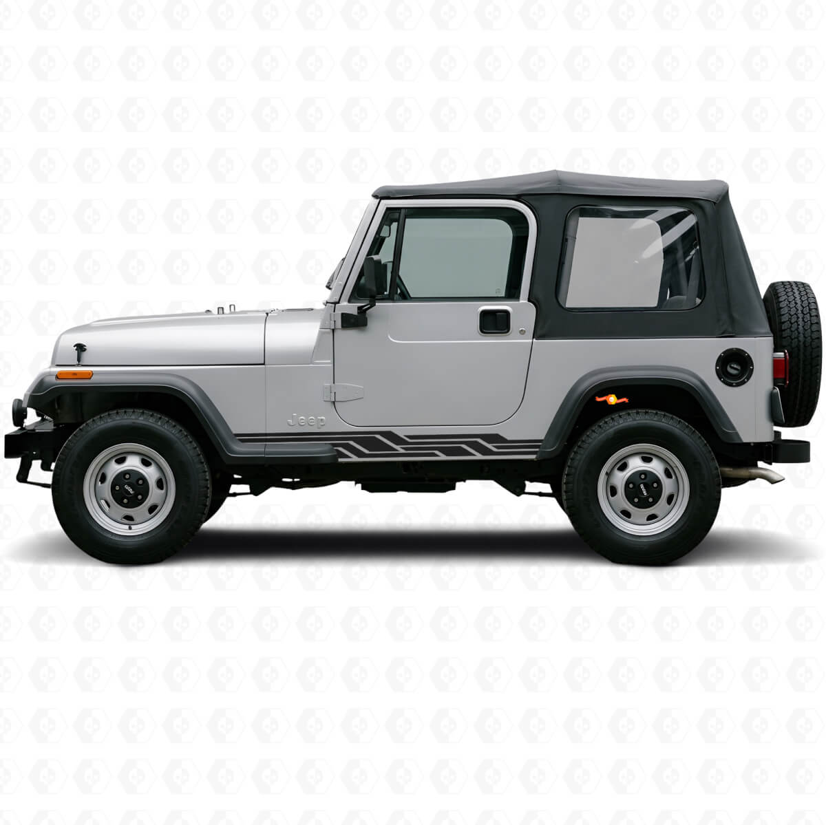 Calcomanía lateral de vinilo con franjas entrelazadas para Jeep Wrangler YJ 1987-1995