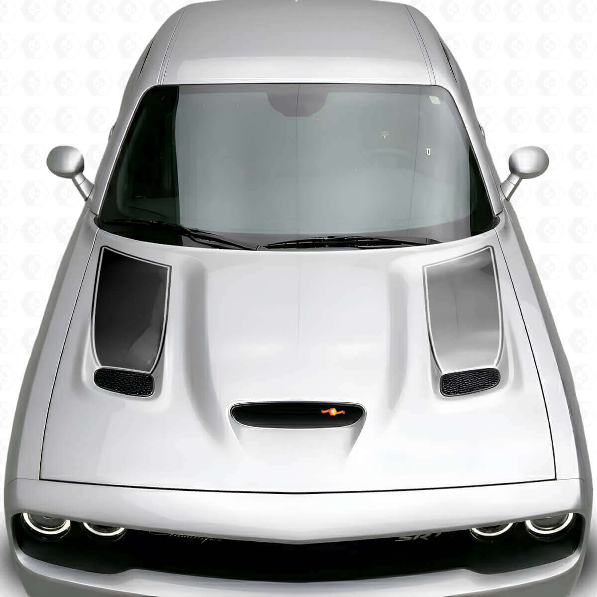 Kit de pegatinas de vinilo para inserto de ventilación en capó con raya contorno blackout para Dodge Challenger 2015+