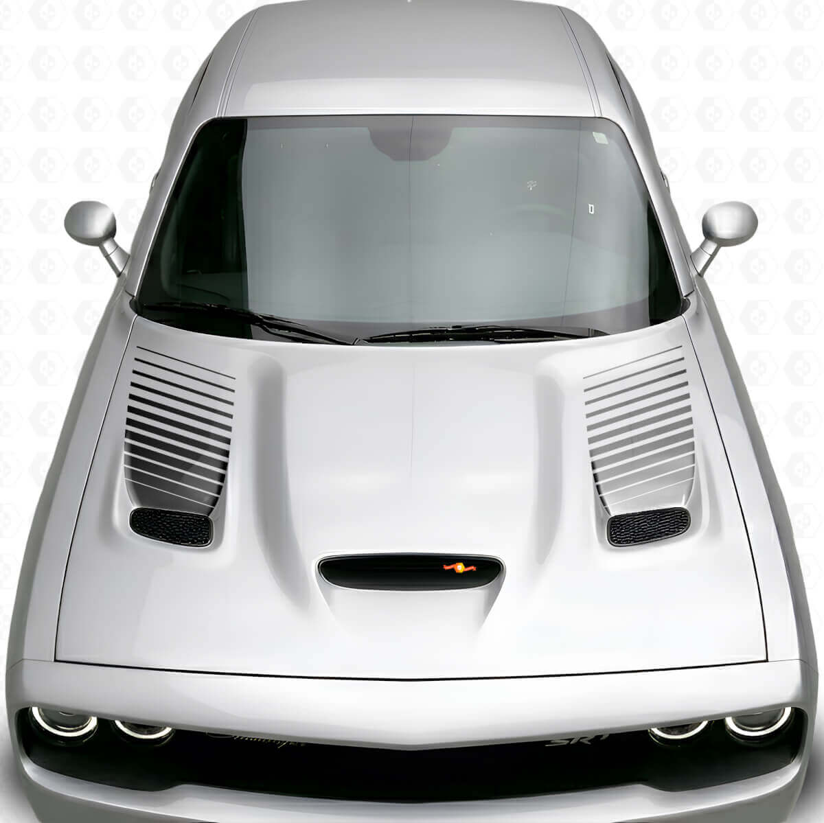 Kit de Calcomanías de Vinilo con Inserto de Ventilación en Capó de Rayas Desvanecidas para Dodge Challenger 2015+