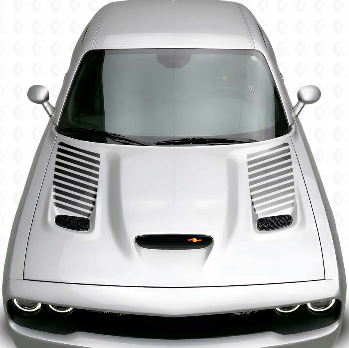 Kit de calcomanías de vinilo para inserto de ventilación en capó con rayas para Dodge Challenger 2015+