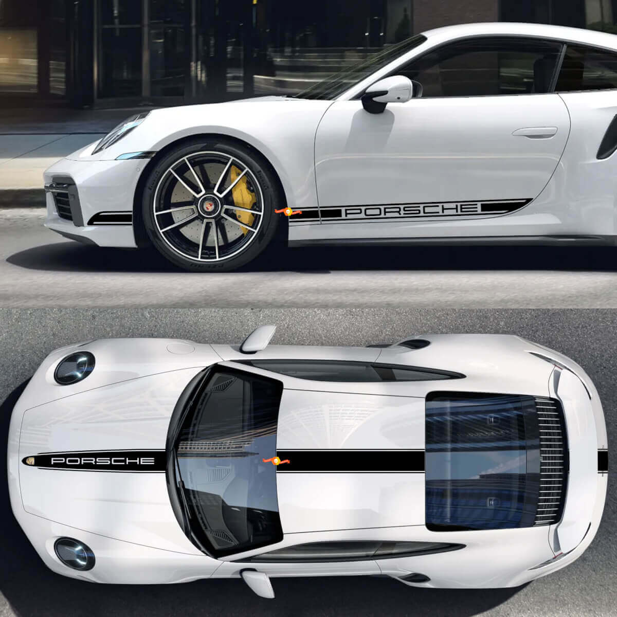 Kit Completo de Pegatinas de Vinilo con Rayas Estilo Porsche para Porsche 911 Turbo S3