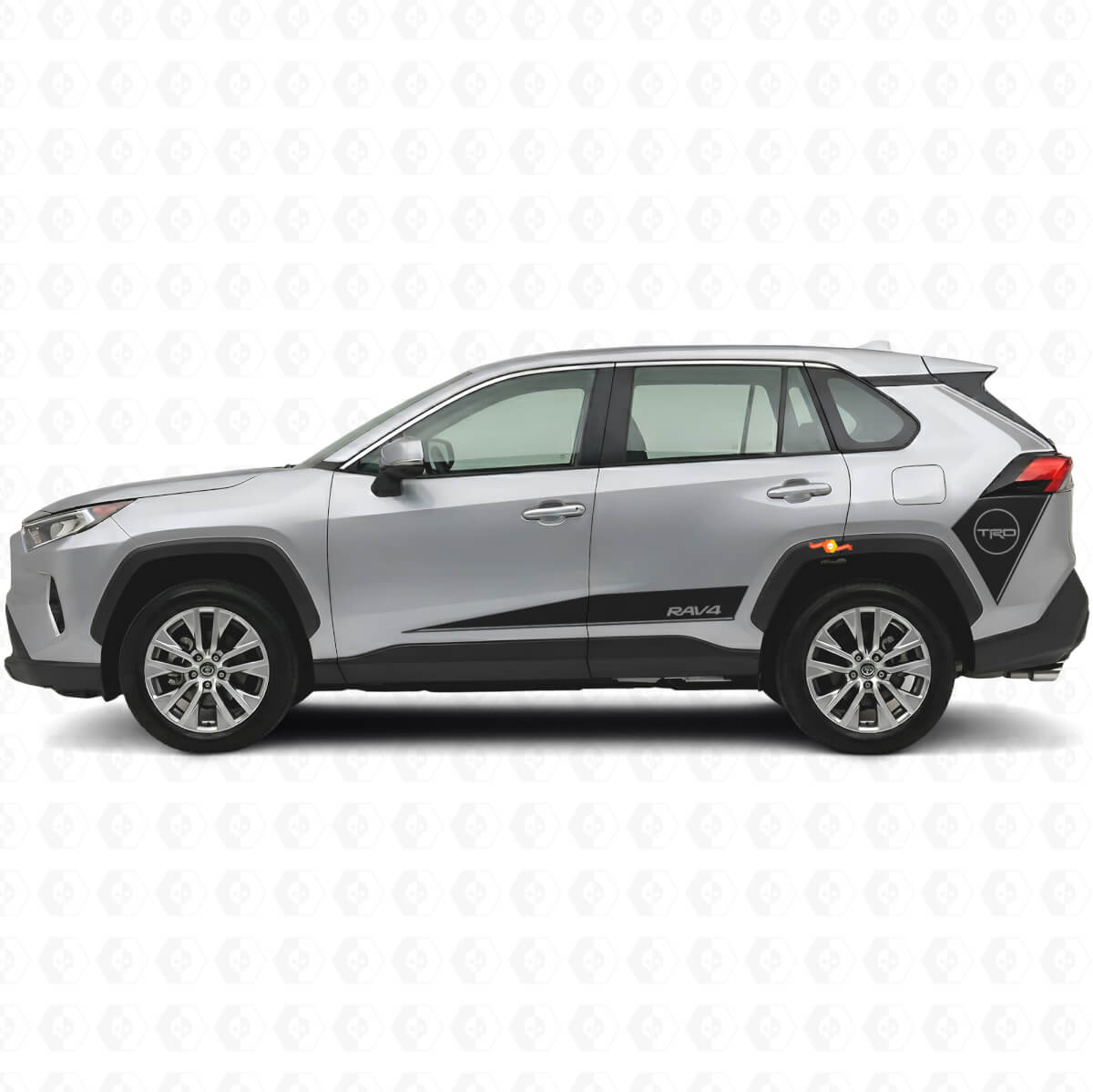 Calcomanía de vinilo de franjas laterales estilo hockey TRD para Toyota RAV4 2019-2024