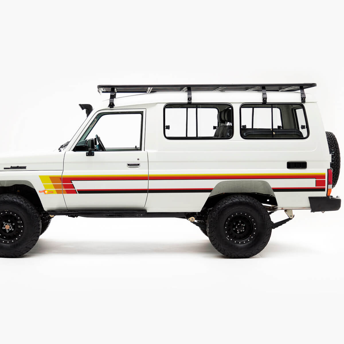 Juego de calcomanías vinílicas de franjas laterales estilo vintage para Toyota Land Cruiser J75