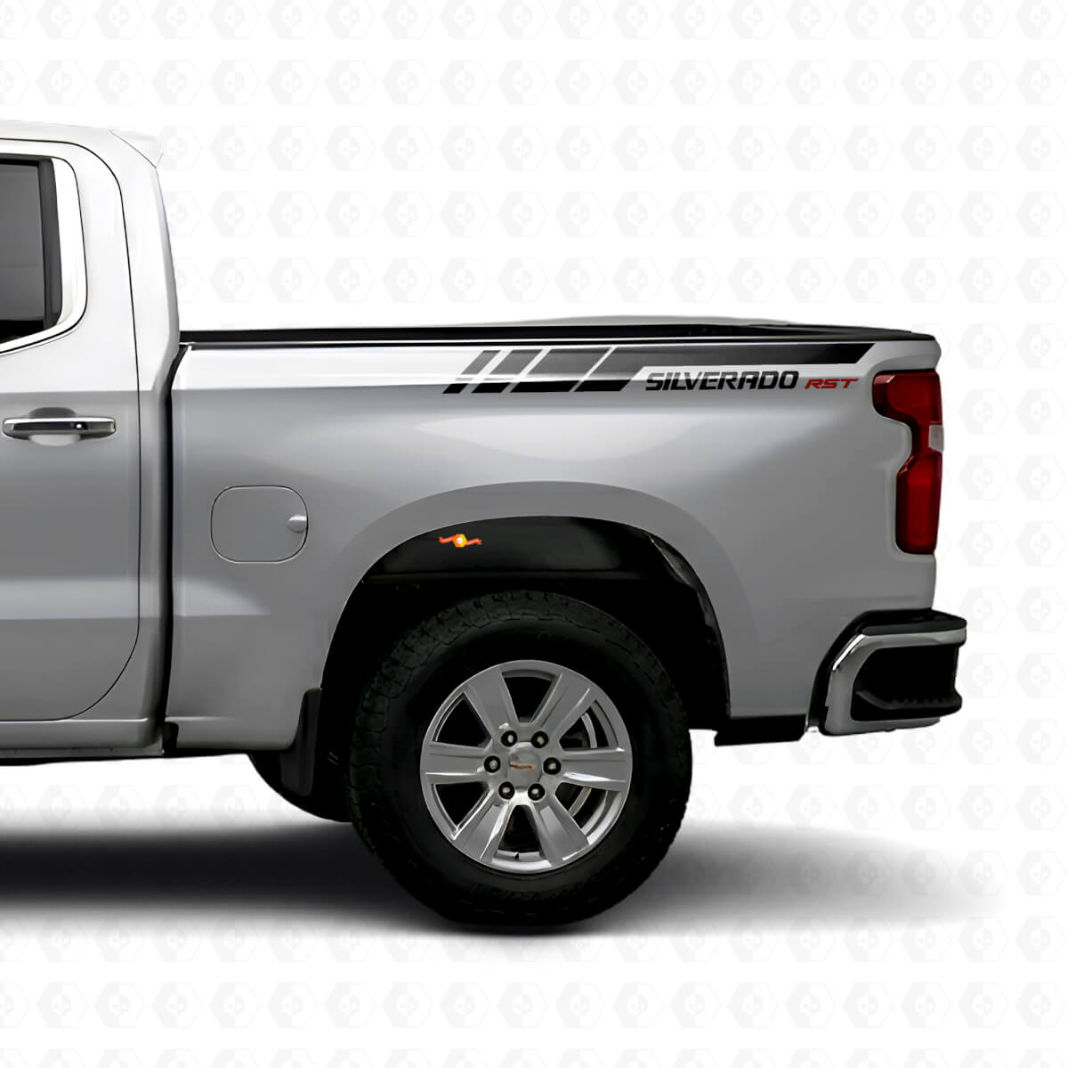 Kit de calcomanías de vinilo de franjas laterales traseras Silverado RST para Chevrolet Silverado 2019-2023
