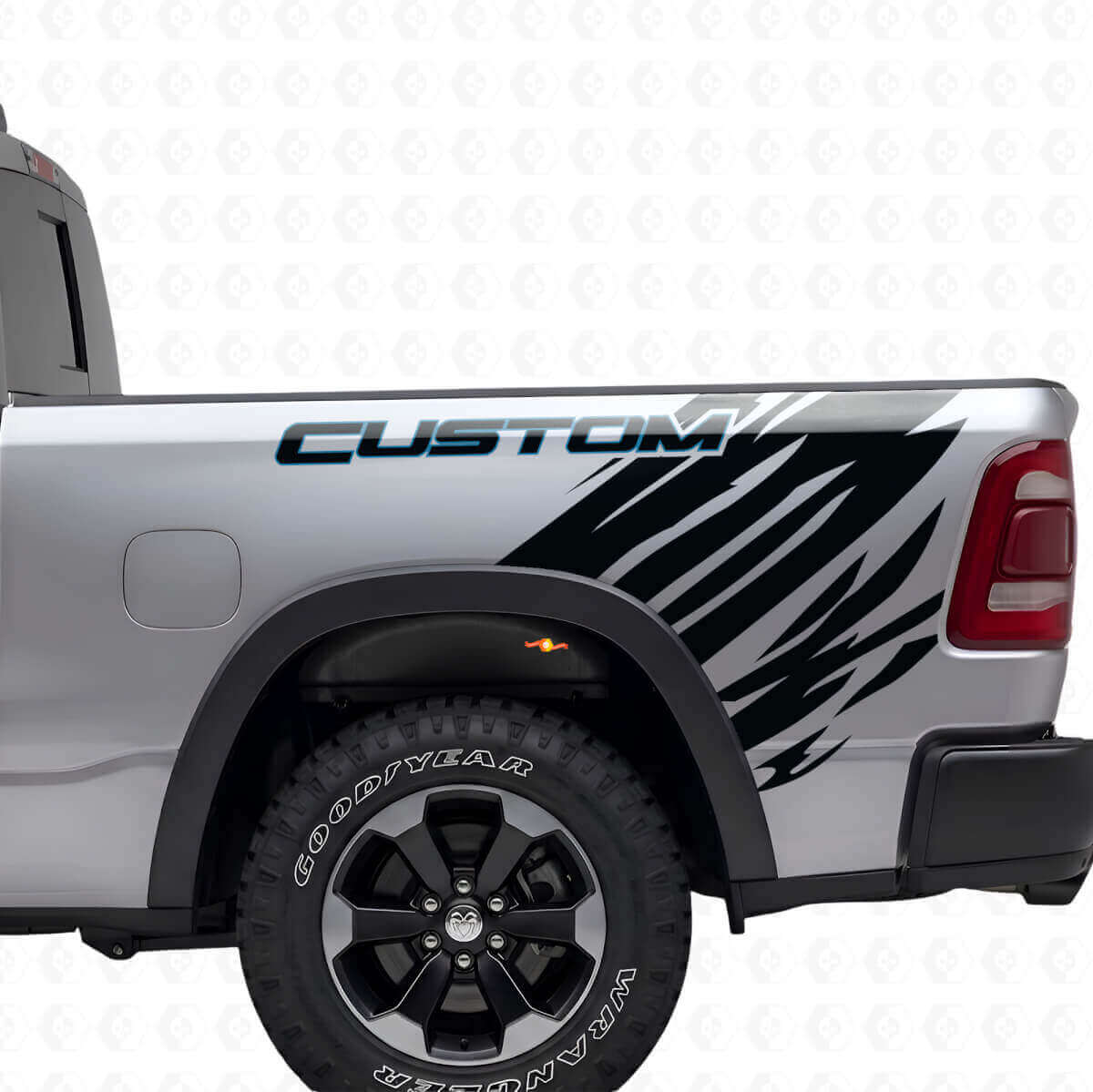Kit de vinilo con contorno personalizado estilo grunge para la parte trasera lateral de Dodge Ram