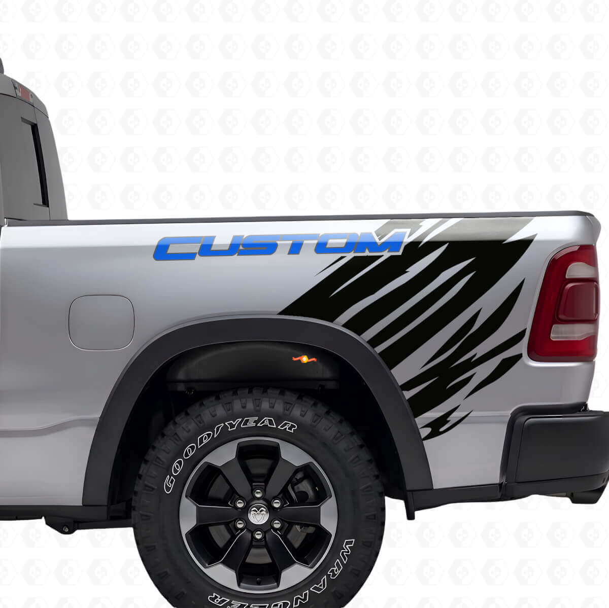 Kit de Vinilo para Lateral Trasero con Letras Personalizadas Estilo Grunge para Dodge Ram
