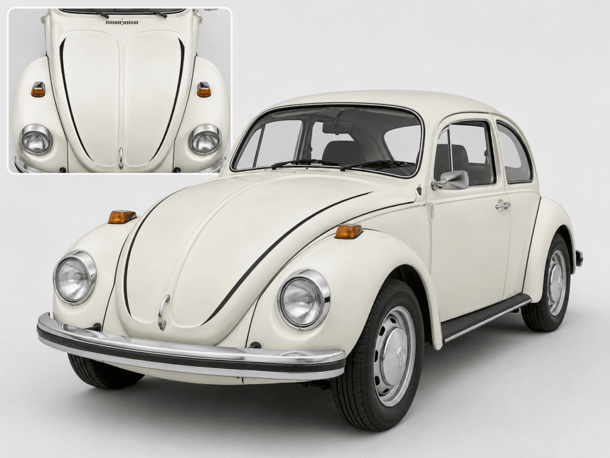 Kit de calcomanías de vinilo con líneas de contorno para capó con rebaje en negro clásico para Volkswagen Super Beetle 1971