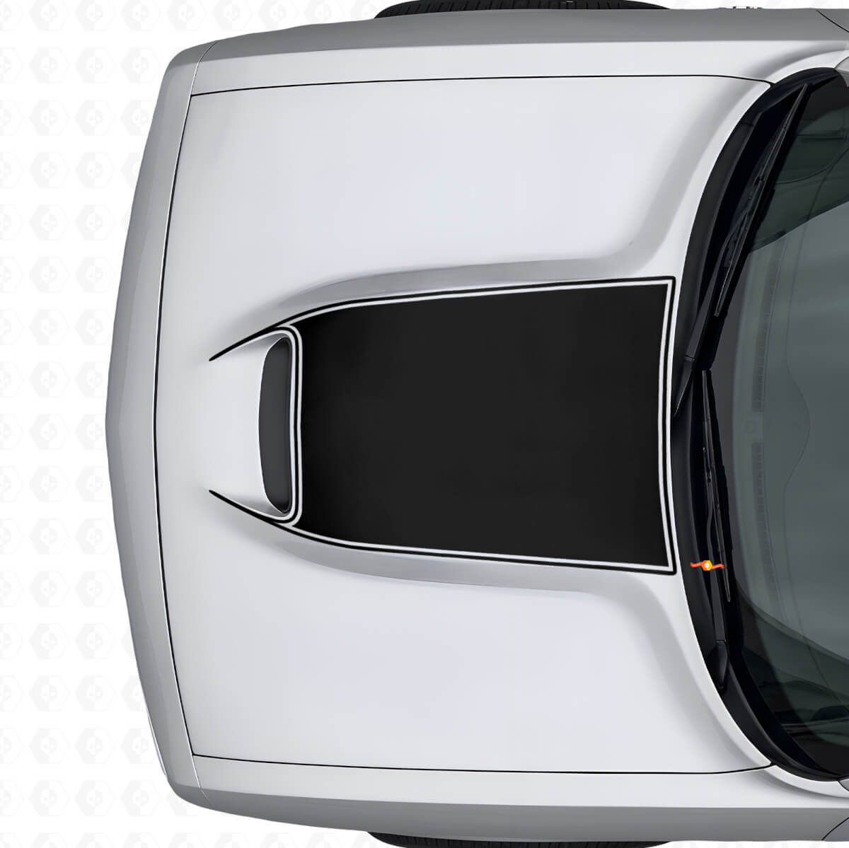 Calcomanía de vinilo para rejilla de capó con contorno en negro para Dodge Challenger 2015+