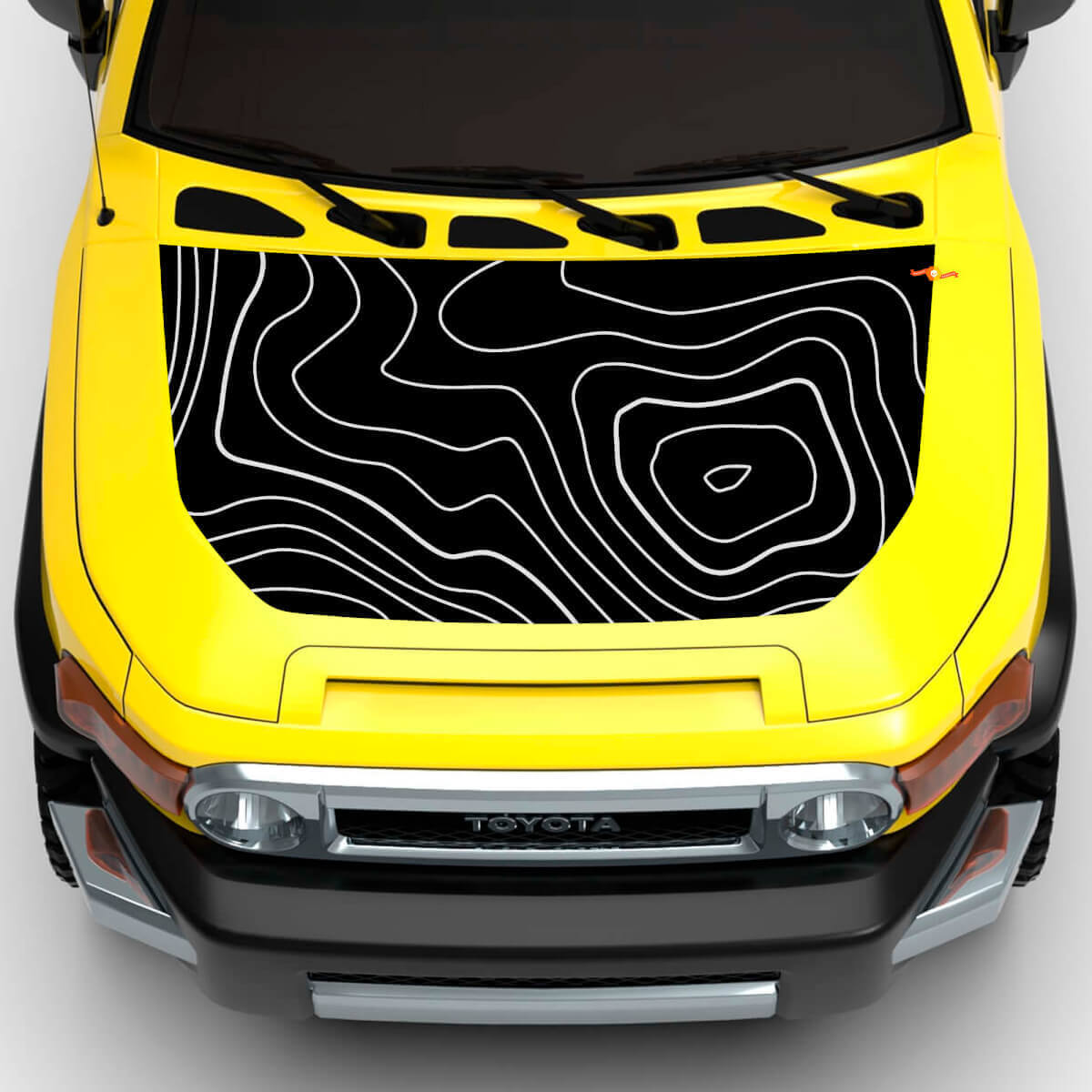 Kit de vinilos para capó y laterales con diseño de mapa topográfico para Toyota FJ Cruiser