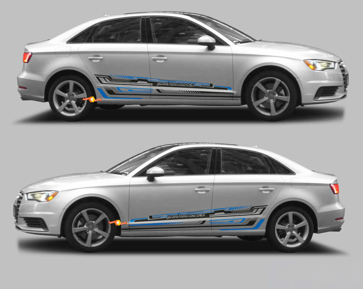 Kit de calcomanías de vinilo con franjas laterales estilo Techno para Audi A3
