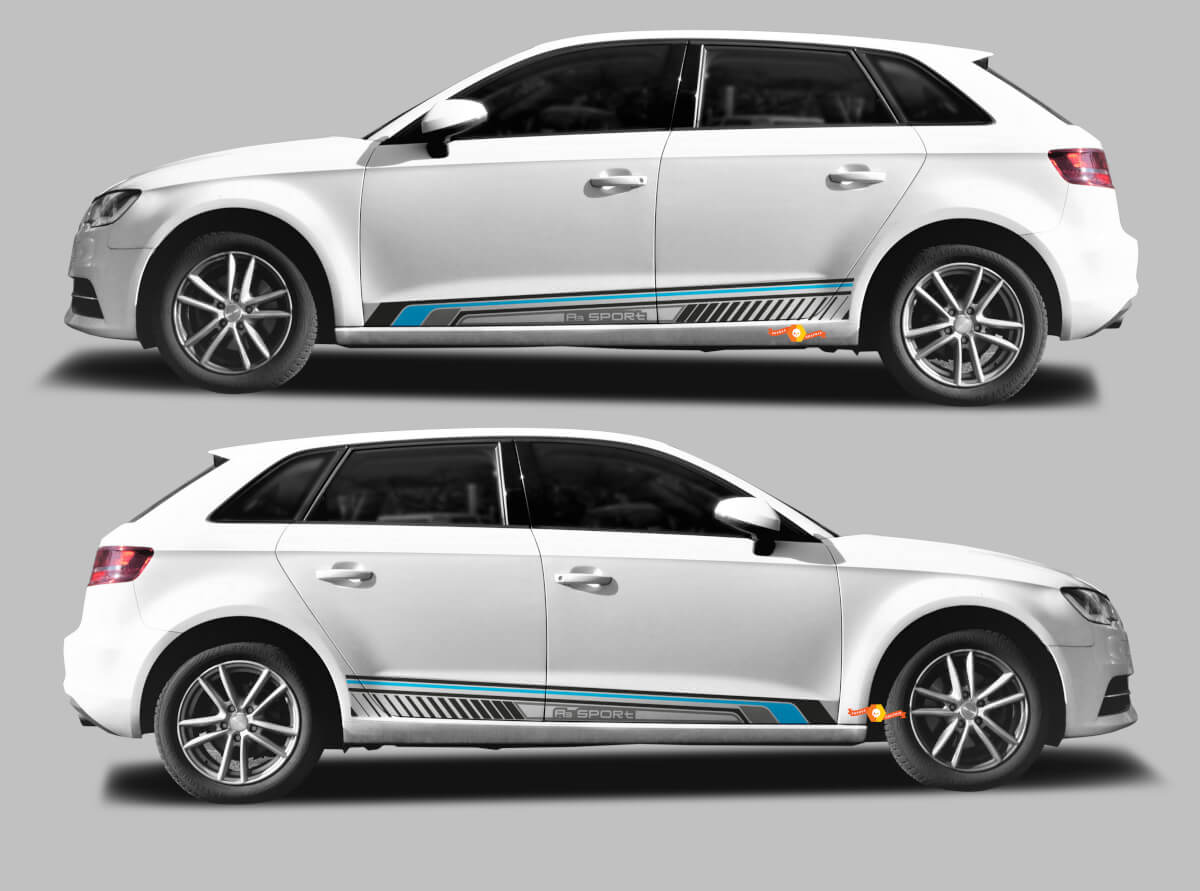 Kit de adhesivos de vinilo de rayas laterales A3 Sport Techno Style para Audi A3 Sportback