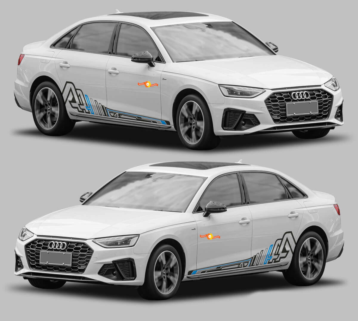 Kit de calcomanías de vinilo con franjas laterales estilo A4 para Audi A4