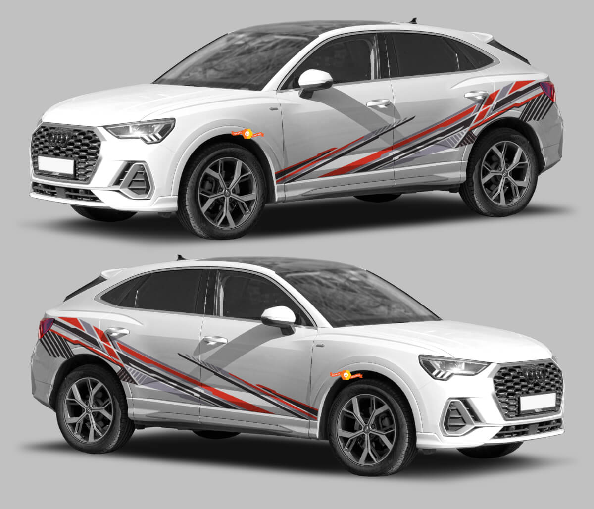 Kit de calcomanías de vinilo con franjas laterales estilo Techno para Audi Q3 2019