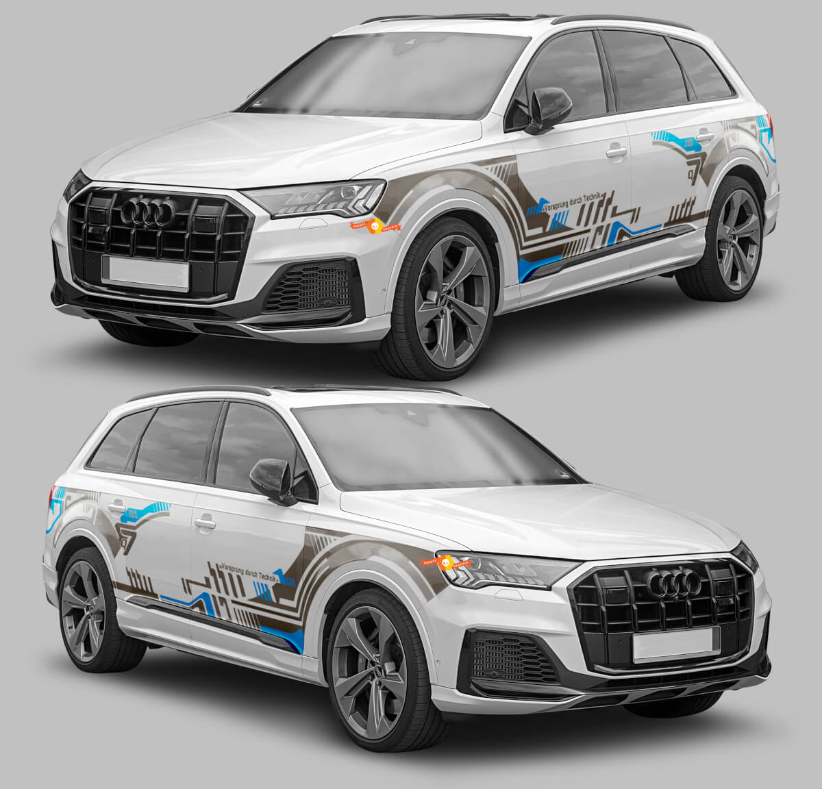 Kit de Calcomanías de Vinilo con Rayas Laterales de Estilo Gráfico Tecnológico para Audi Q7
