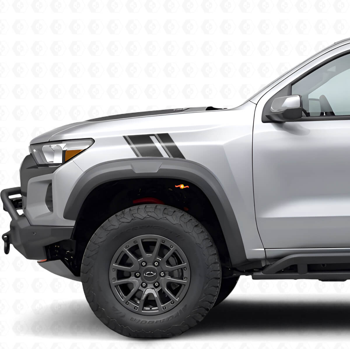 Kit de vinilos de franjas dobles para guardabarros delanteros para Chevrolet Colorado ZR2