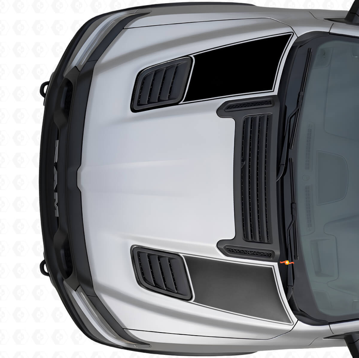 Juego de calcomanías de vinilo con franjas de ventilación de capó de doble contorno para Dodge Ram Sport 2019+