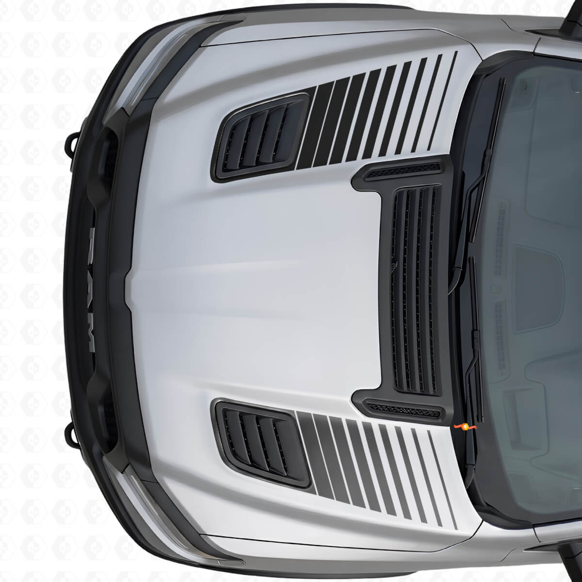 Juego de calcomanías de vinilo de rayas de ventilación en el capó con doble estroboscópico para Dodge Ram Sport 2019+