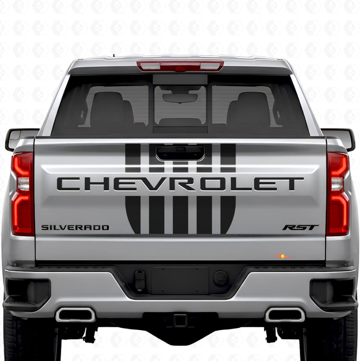 Juego de Calcomanías de Vinilo con Rayas en Estilo Stars & Steel para Portón Trasero de Chevrolet Silverado